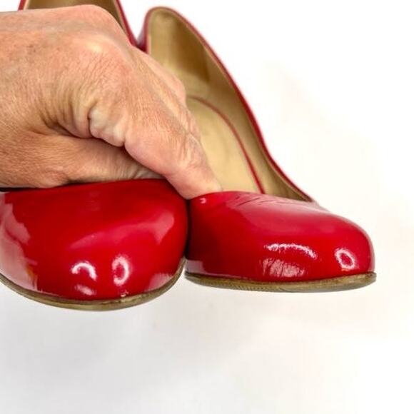 SERGIO ROSSI RED Leather 4 Inch Heel Shoes Size 5 (EU 35.5) - Picture 8 of 10